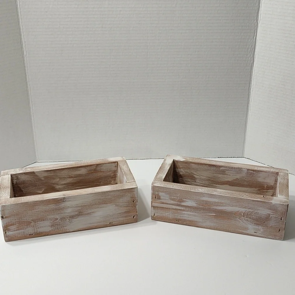 Pair of Solid Wood Rectangular Decor Boxes ( set of 2) - Picture 7 of 8